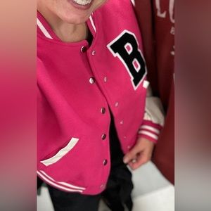 Barbie Core Pink Varsity Letter Baseball Jacket Love Tree Costume Medium